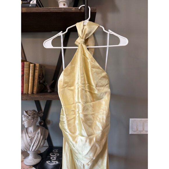 retrofete Ester Satin Maxi Dress Yuzu Womens Size Large - Picture 6 of 13